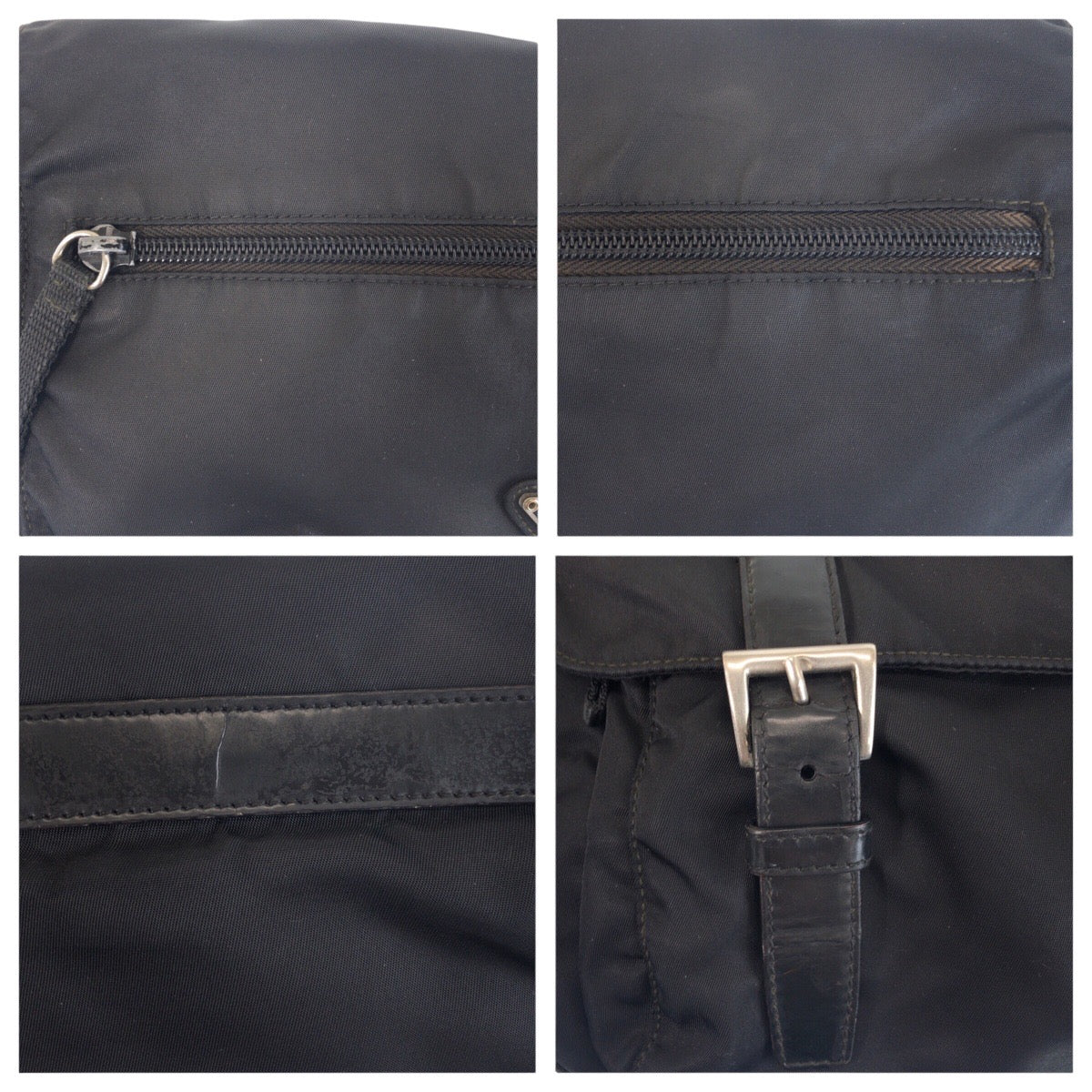 PRADA Shoulder Bag Nylon Black SilverMetal Crossbody Shoulder Bag Unisex Test Triangle With logo Women Used Authentic