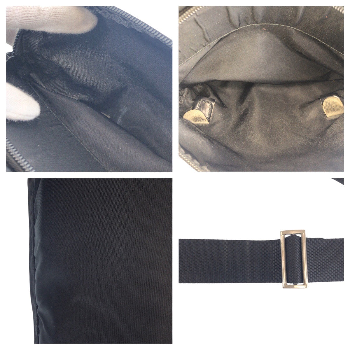 PRADA Shoulder Bag Nylon Black SilverMetal Crossbody Shoulder Bag Unisex Test Triangle With logo Women Used Authentic