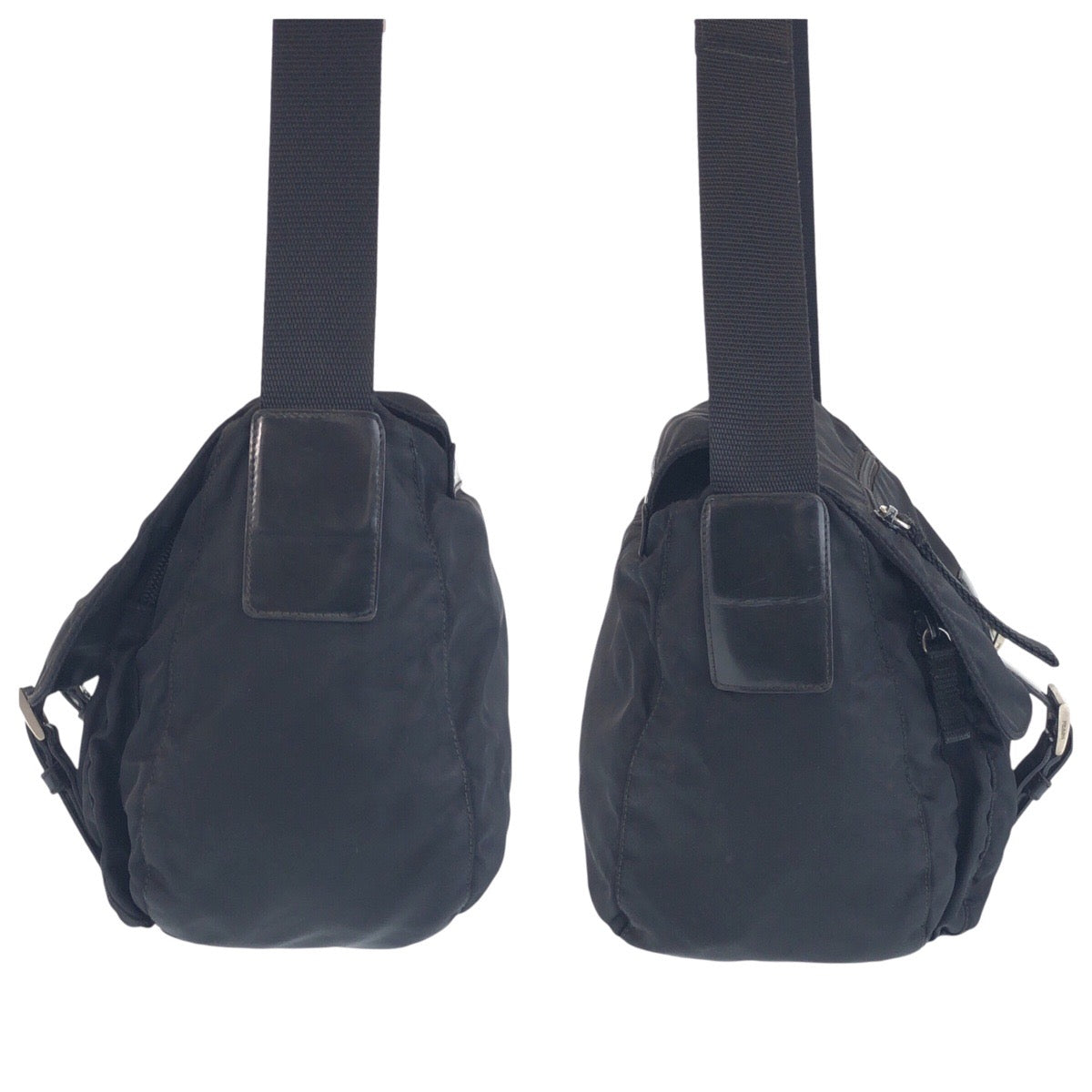 PRADA Shoulder Bag Nylon Black SilverMetal Crossbody Shoulder Bag Unisex Test Triangle With logo Women Used Authentic