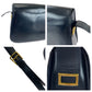 CELINE Shoulder Bag leather Black GoldMetal Shoulder Bag pochette Women Used Authentic