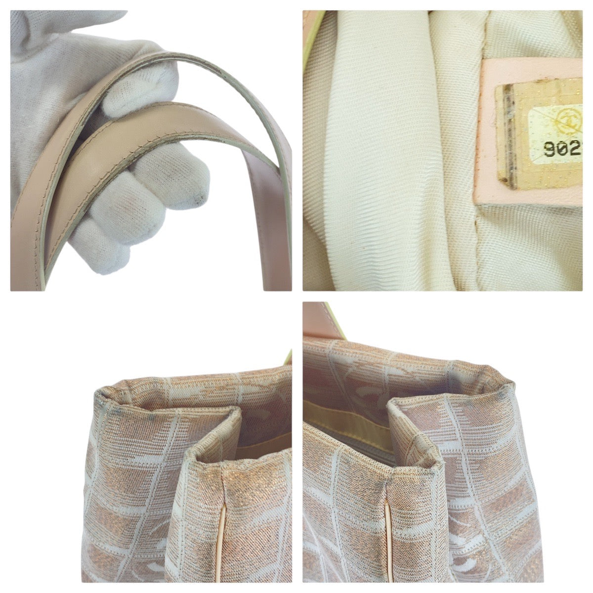 CHANEL Tote Bag Canvas, Leather Pink Beige SilverMetal Tote Bag handbag New travel line COCO Mark Women Used Authentic