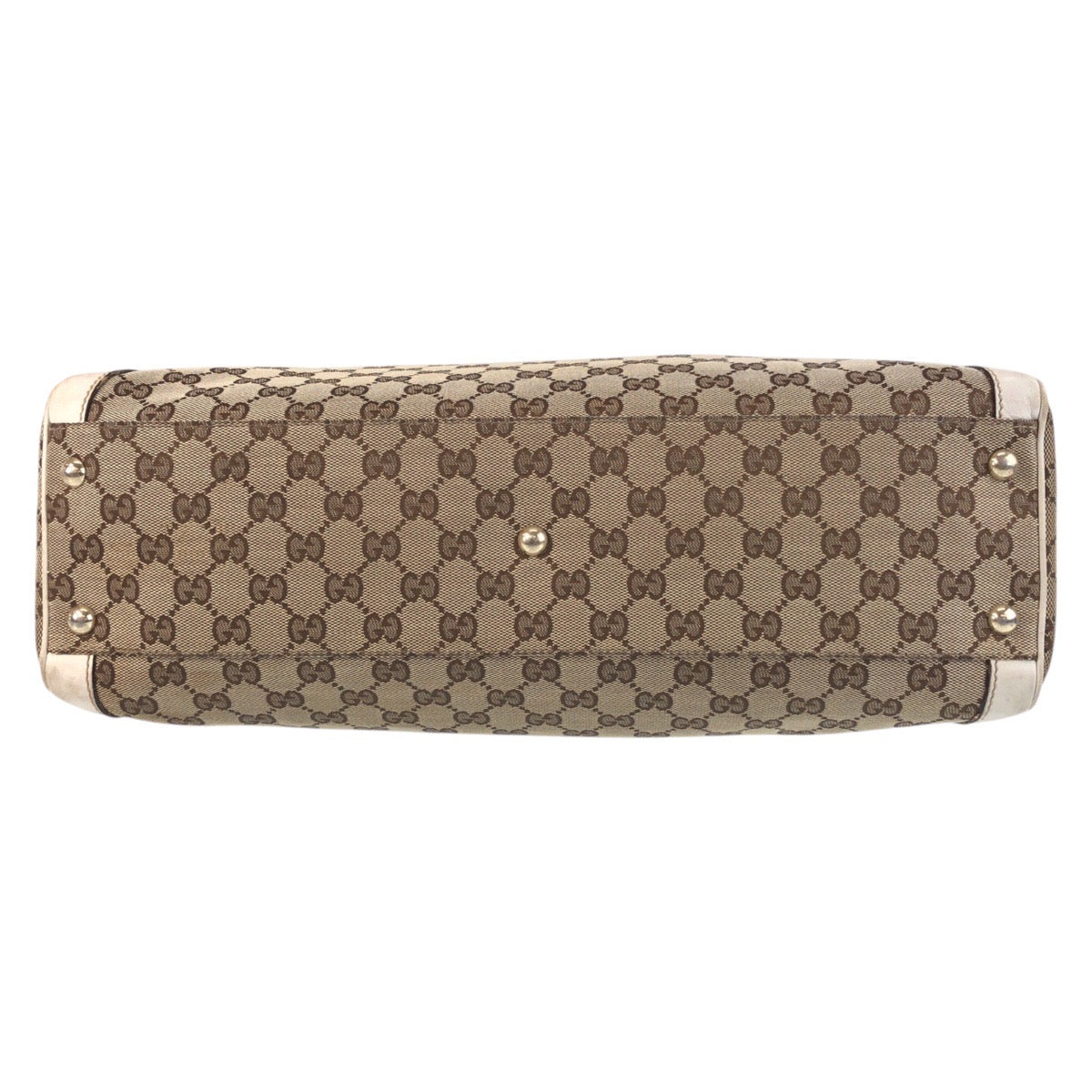 GUCCI Tote Bag 189828 GG canvas, leather Beige Ivory Gold Metal Tote Bag Shoulder Bag Trophy Women Used Authentic