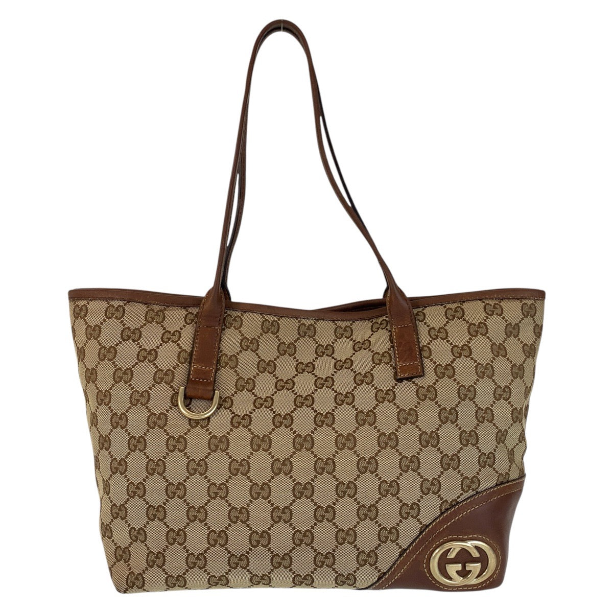 GUCCI Tote Bag 169946 GG canvas, leather Beige Brown Gold Metal Tote Bag Shoulder Bag new breed Women Used Authentic