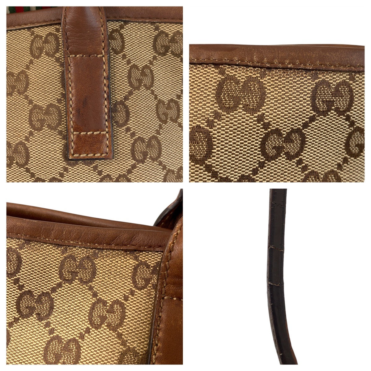GUCCI Tote Bag 169946 GG canvas, leather Beige Brown Gold Metal Tote Bag Shoulder Bag new breed Women Used Authentic