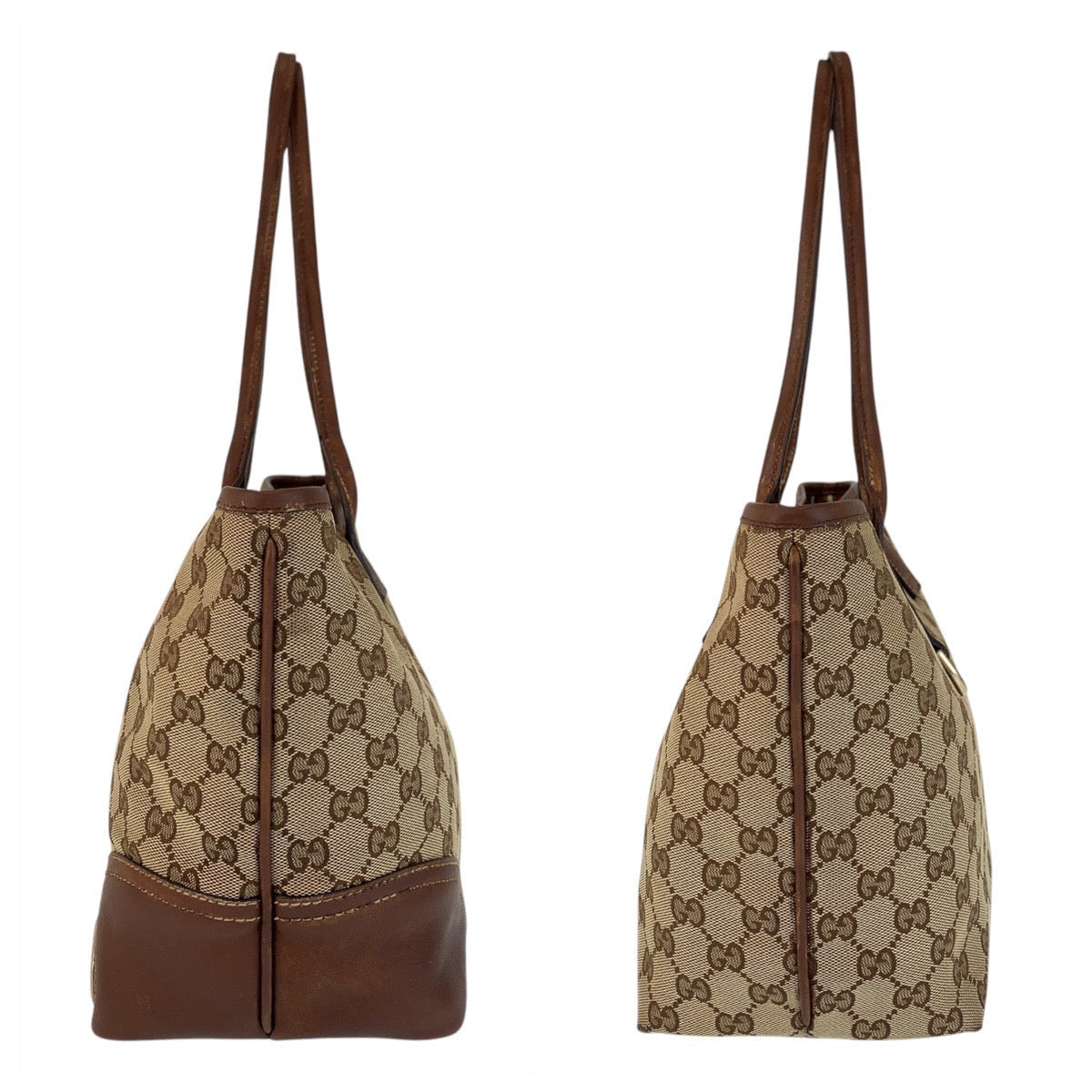 GUCCI Tote Bag 169946 GG canvas, leather Beige Brown Gold Metal Tote Bag Shoulder Bag new breed Women Used Authentic