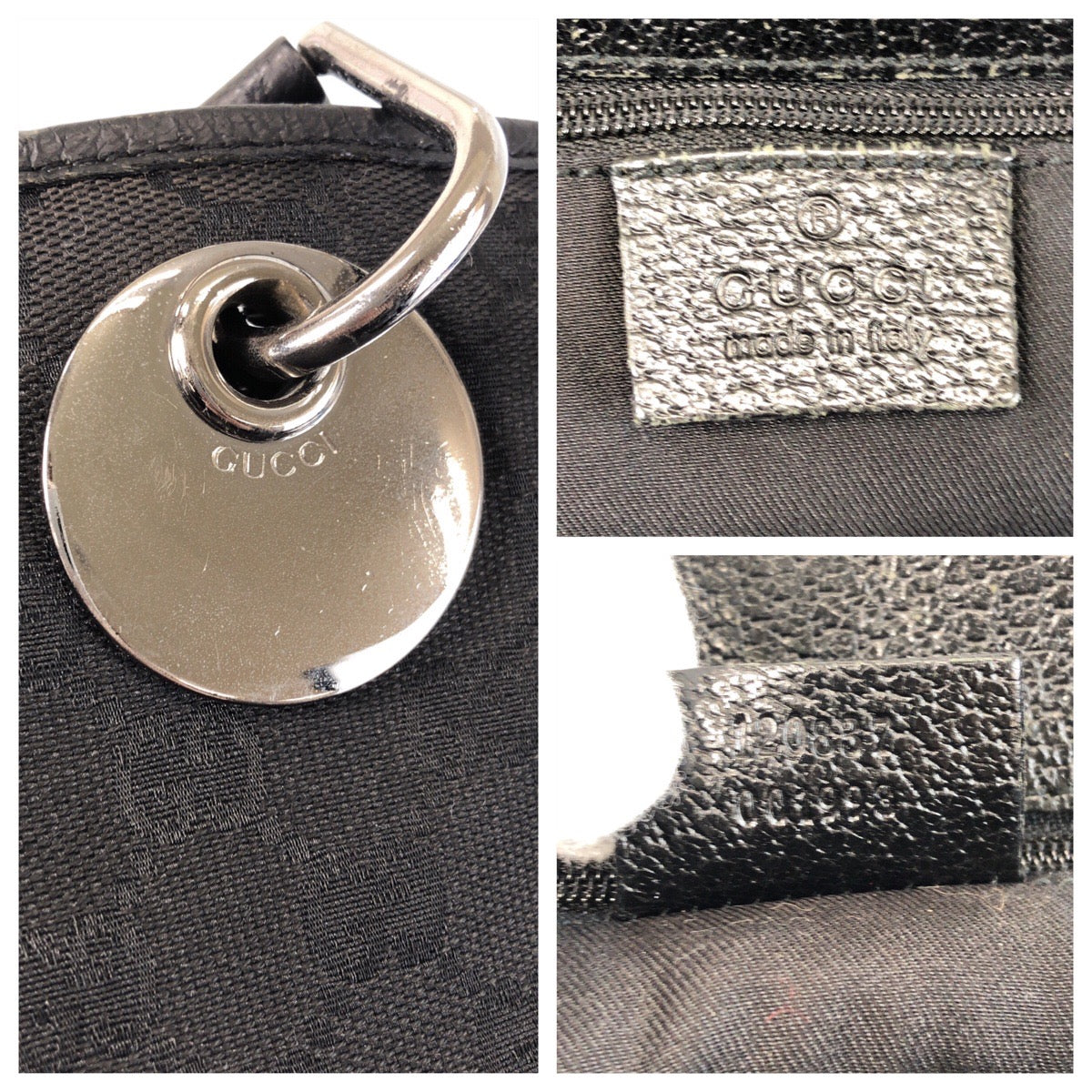 GUCCI Tote Bag 120837 GG canvas Black SilverMetal