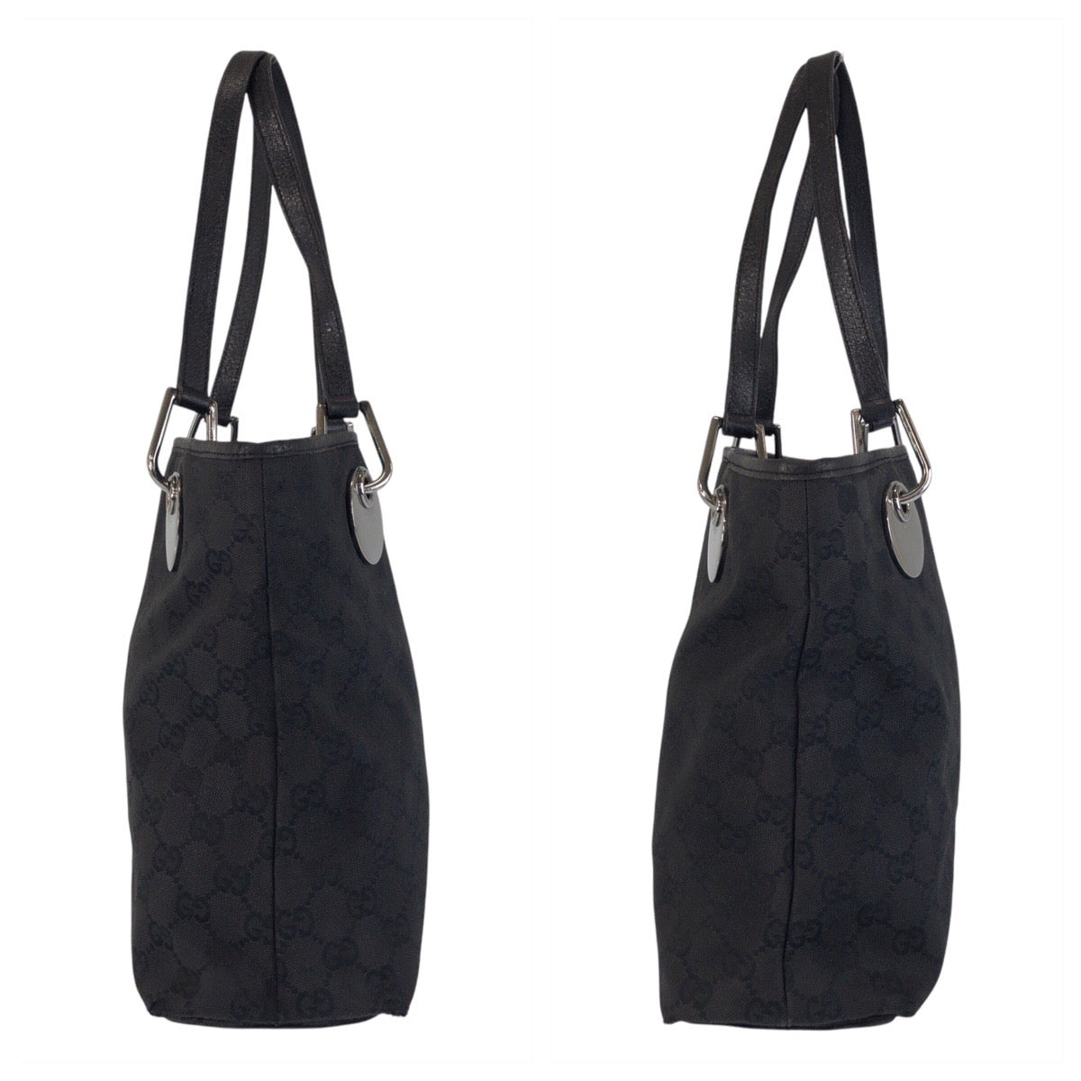 GUCCI Tote Bag 120837 GG canvas Black SilverMetal