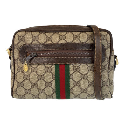 GUCCI Shoulder Bag 51 01 3552 GG Supreme canvas, leather Beige Brown Gold Metal Shoulder Bag pochette Sherry line Old Gucci Women Used Authentic