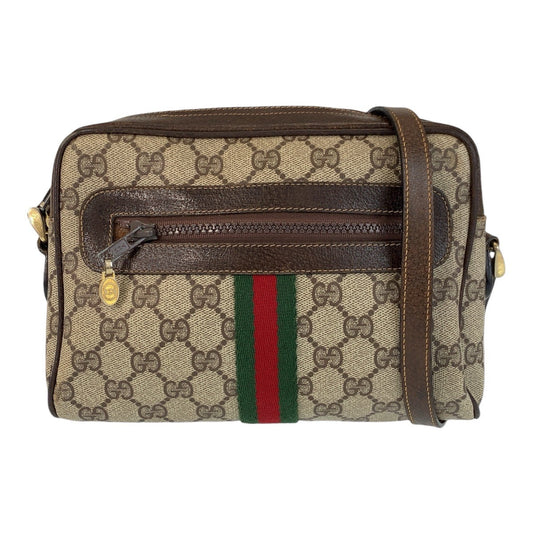 GUCCI Shoulder Bag 51 01 3552 GG Supreme canvas, leather Beige Brown Gold Metal Shoulder Bag pochette Sherry line Old Gucci Women Used Authentic