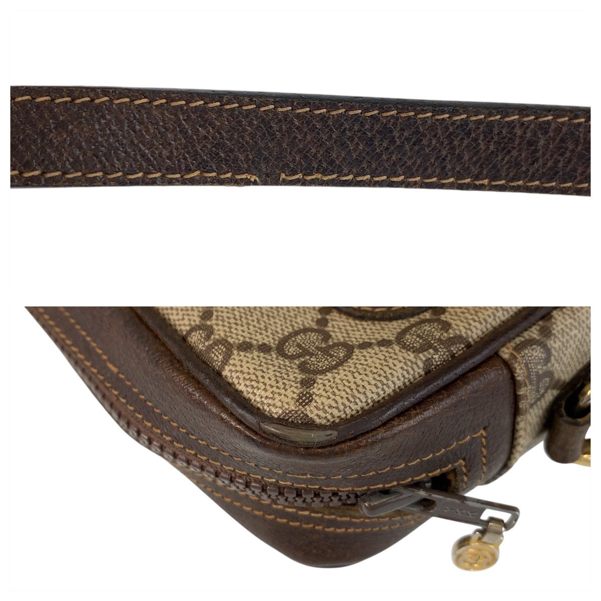 GUCCI Shoulder Bag 51 01 3552 GG Supreme canvas, leather Beige Brown Gold Metal Shoulder Bag pochette Sherry line Old Gucci Women Used Authentic