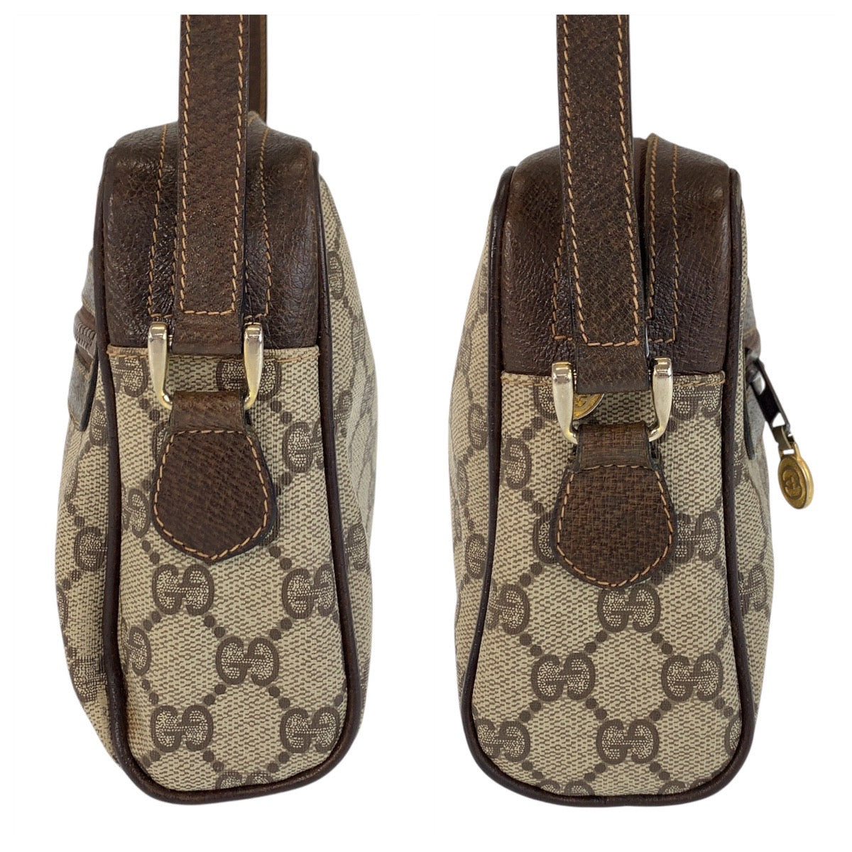 GUCCI Shoulder Bag 51 01 3552 GG Supreme canvas, leather Beige Brown Gold Metal Shoulder Bag pochette Sherry line Old Gucci Women Used Authentic