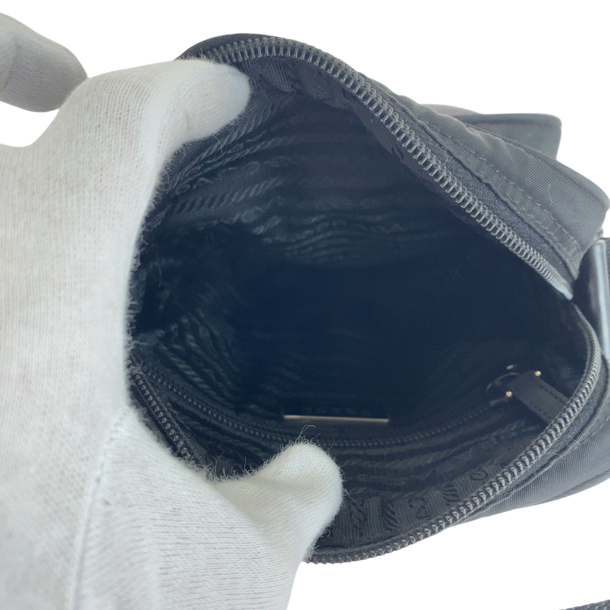 PRADA Shoulder Bag BT0169 Nylon Black SilverMetal Shoulder Bag pochette Test Triangle With logo mens Used Authentic
