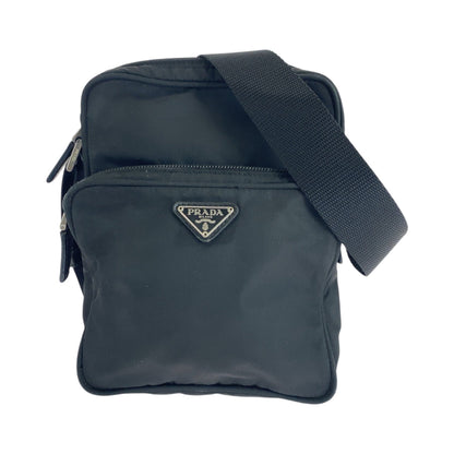 PRADA Shoulder Bag BT0169 Nylon Black SilverMetal Shoulder Bag pochette Test Triangle With logo mens Used Authentic