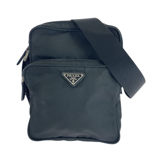 PRADA Shoulder Bag BT0169 Nylon Black SilverMetal Shoulder Bag pochette Test Triangle With logo mens Used Authentic