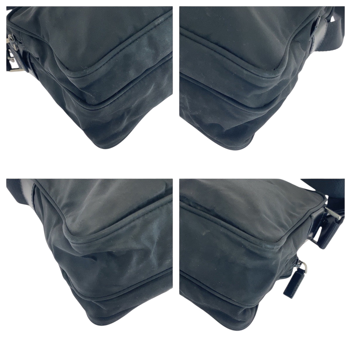 PRADA Shoulder Bag BT0169 Nylon Black SilverMetal Shoulder Bag pochette Test Triangle With logo mens Used Authentic