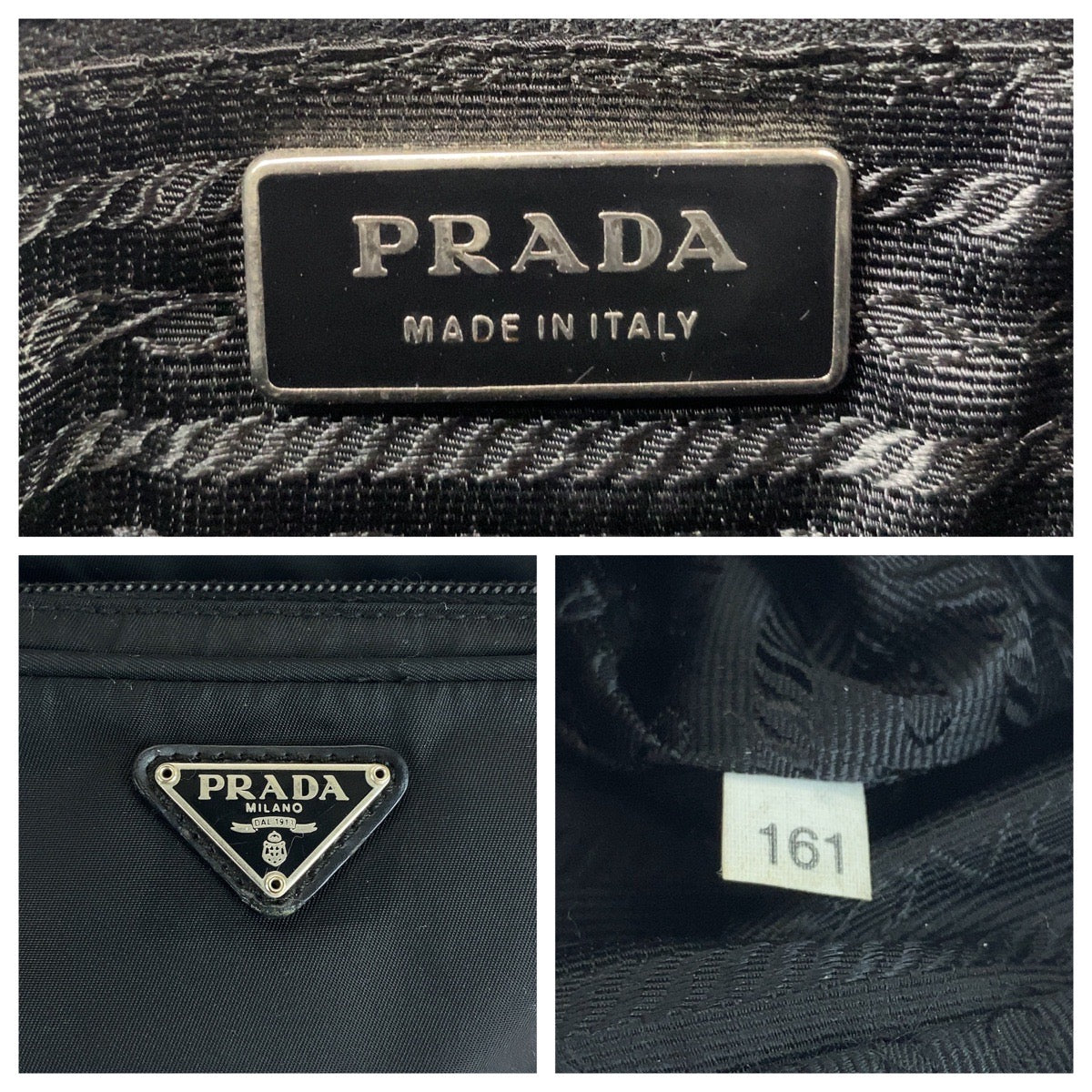 PRADA Shoulder Bag BT0169 Nylon Black SilverMetal Shoulder Bag pochette Test Triangle With logo mens Used Authentic