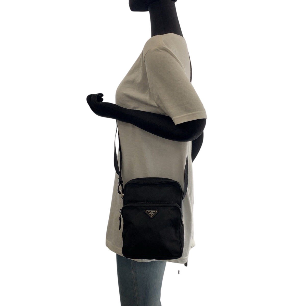 PRADA Shoulder Bag BT0169 Nylon Black SilverMetal Shoulder Bag pochette Test Triangle With logo mens Used Authentic