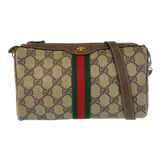 GUCCI Shoulder Bag 41 004 4465 GG Supreme Canvas Beige Brown Gold Metal Sherry Line Old Gucci