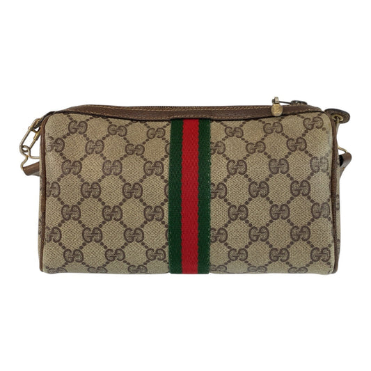 GUCCI Shoulder Bag 41 004 4465 GG Supreme Canvas Beige Brown Gold Metal Sherry Line Old Gucci