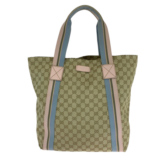 GUCCI Tote Bag 189669 GG canvas beige Tote Bag Handbag Shoulder Bag Sherry Women Used Authentic