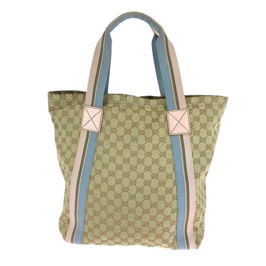 GUCCI Tote Bag 189669 GG canvas beige Tote Bag Handbag Shoulder Bag Sherry Women Used Authentic