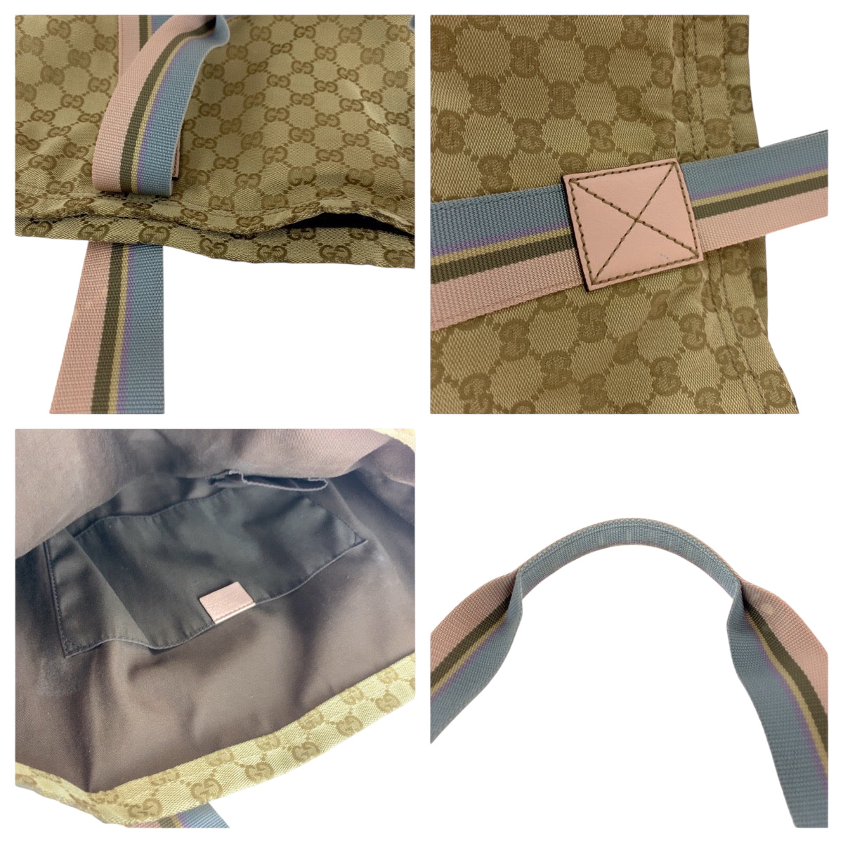 GUCCI Tote Bag 189669 GG canvas beige Tote Bag Handbag Shoulder Bag Sherry Women Used Authentic
