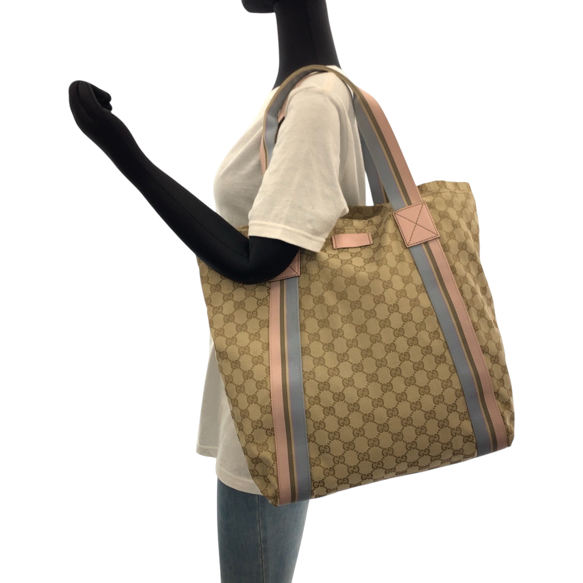 GUCCI Tote Bag 189669 GG canvas beige Tote Bag Handbag Shoulder Bag Sherry Women Used Authentic