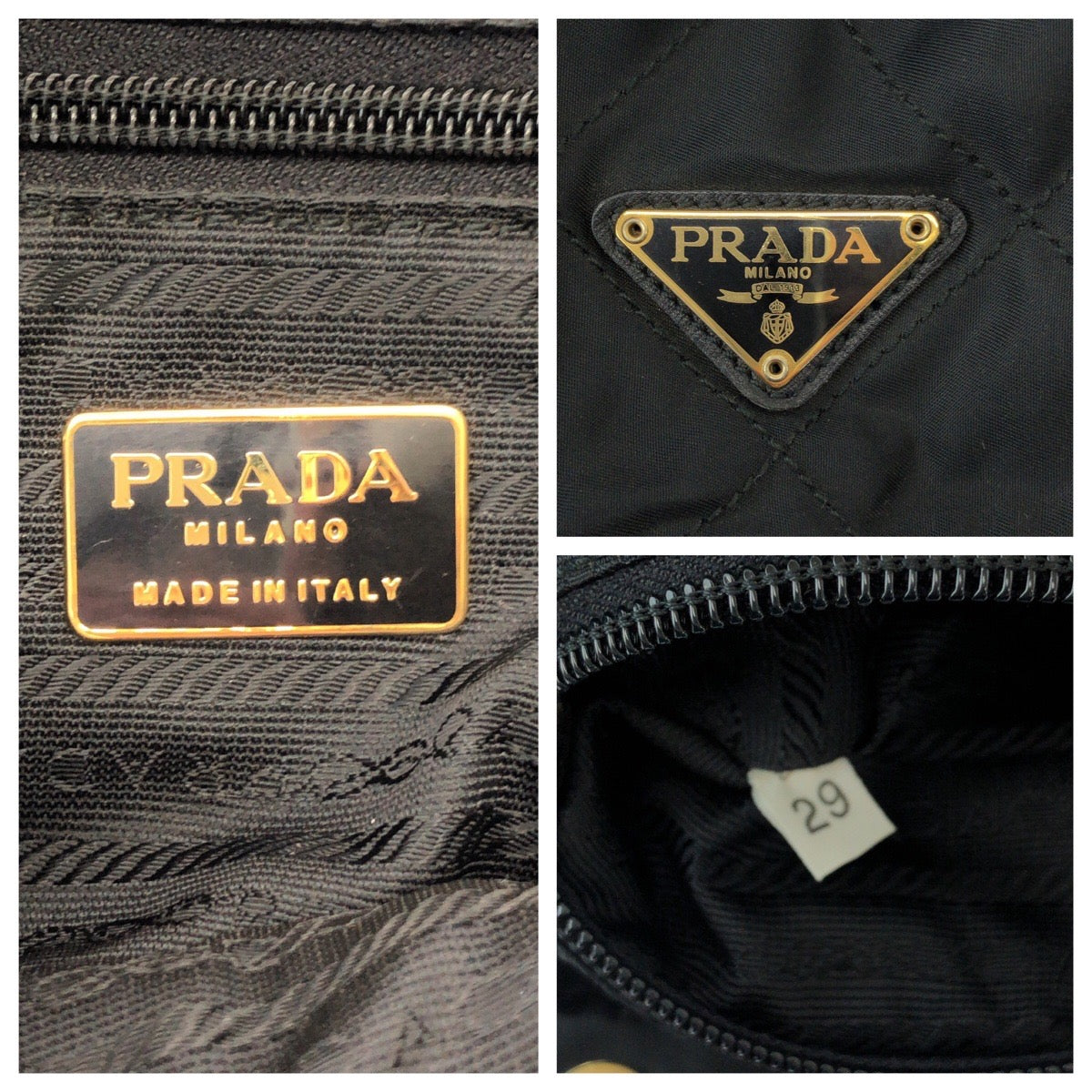 PRADA Backpack k2919 Nylon Black GoldMetal Backpack Backpack Test Triangle With logo Women Used Authentic