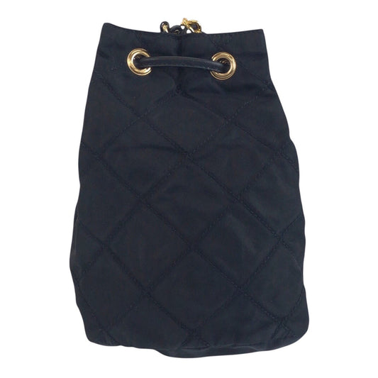 PRADA Shoulder Bag Nylon, Leather Black GoldMetal Crossbody Shoulder Bag Drawstring Tassel Test Triangle With logo Women Used Authentic