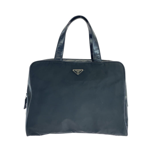 PRADA Tote Bag Nylon Black SilverMetal Tote Bag handbag Test Triangle With logo Women(Unisex) Used Authentic