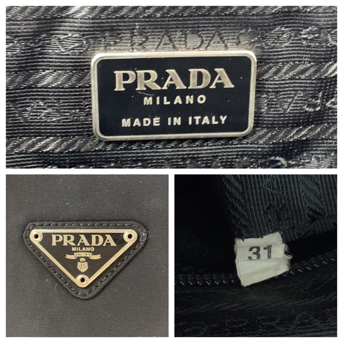 PRADA Tote Bag Nylon Black SilverMetal Tote Bag handbag Test Triangle With logo Women(Unisex) Used Authentic