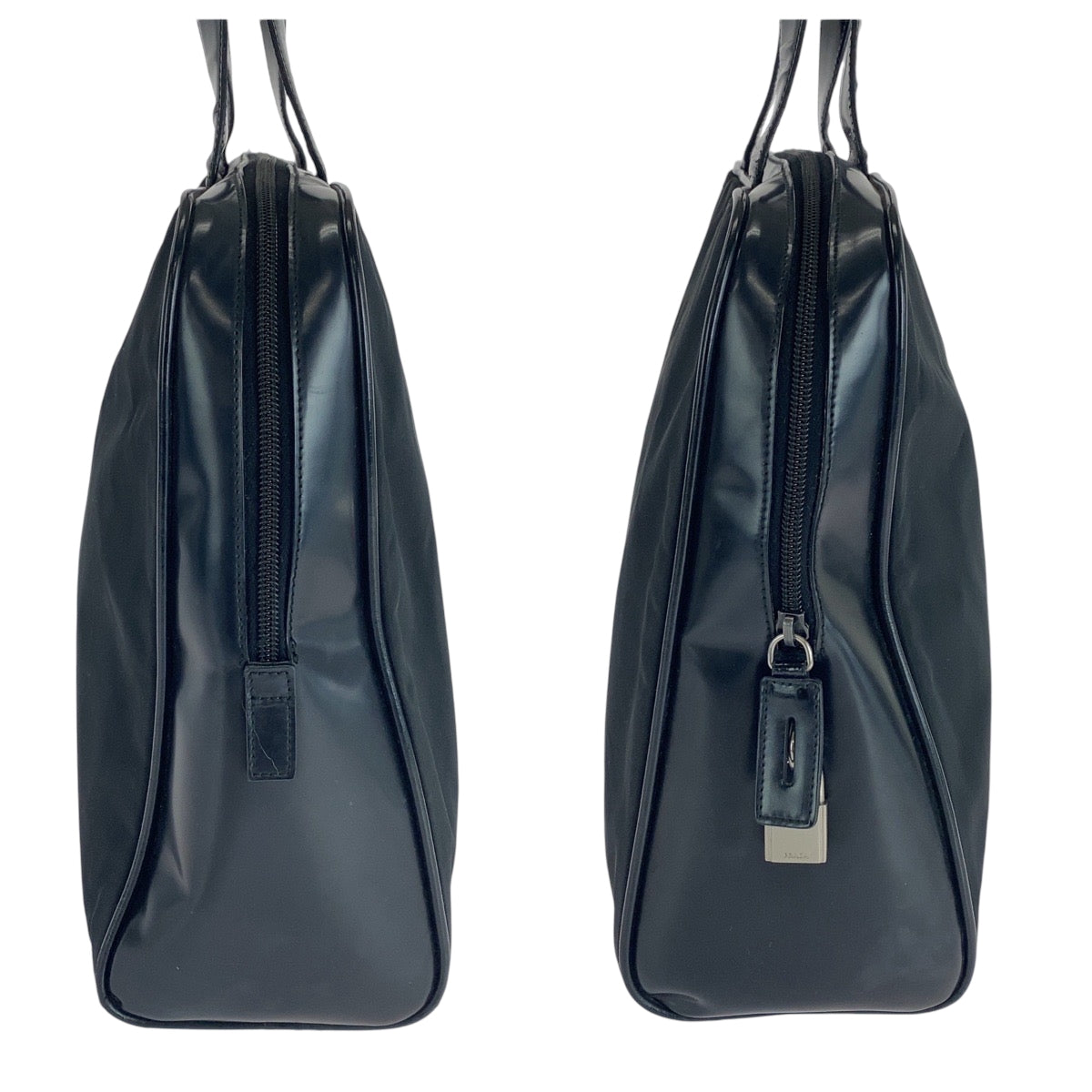 PRADA Tote Bag Nylon Black SilverMetal Tote Bag handbag Test Triangle With logo Women(Unisex) Used Authentic