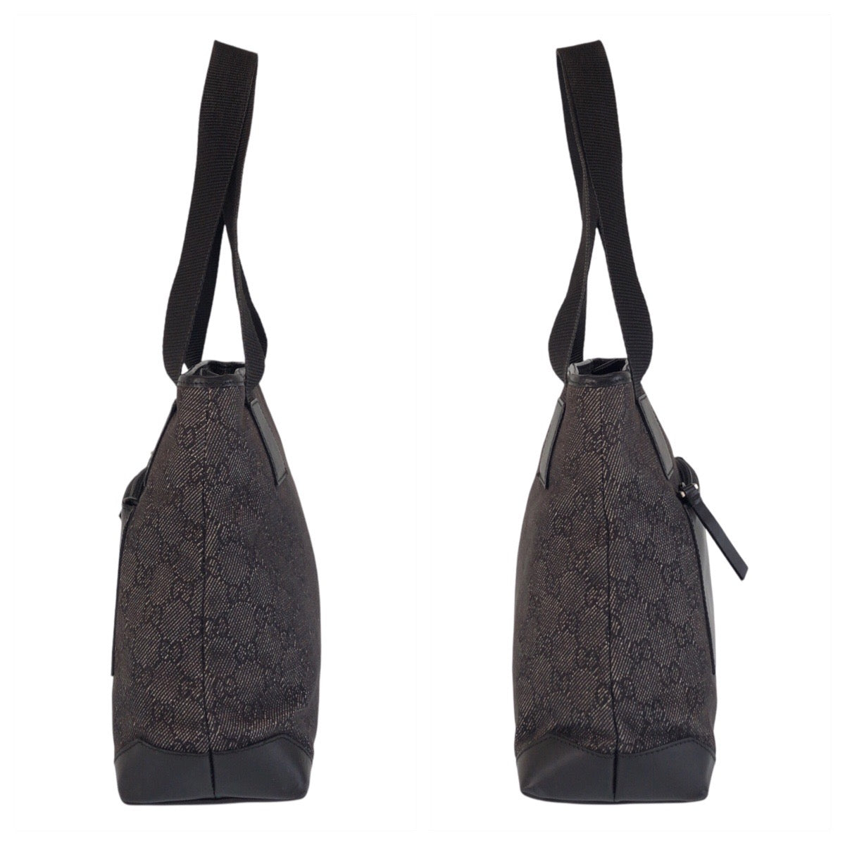 GUCCI Tote Bag 28893 GG canvas, leather Black black Tote Bag Shoulder Bag Women Used Authentic