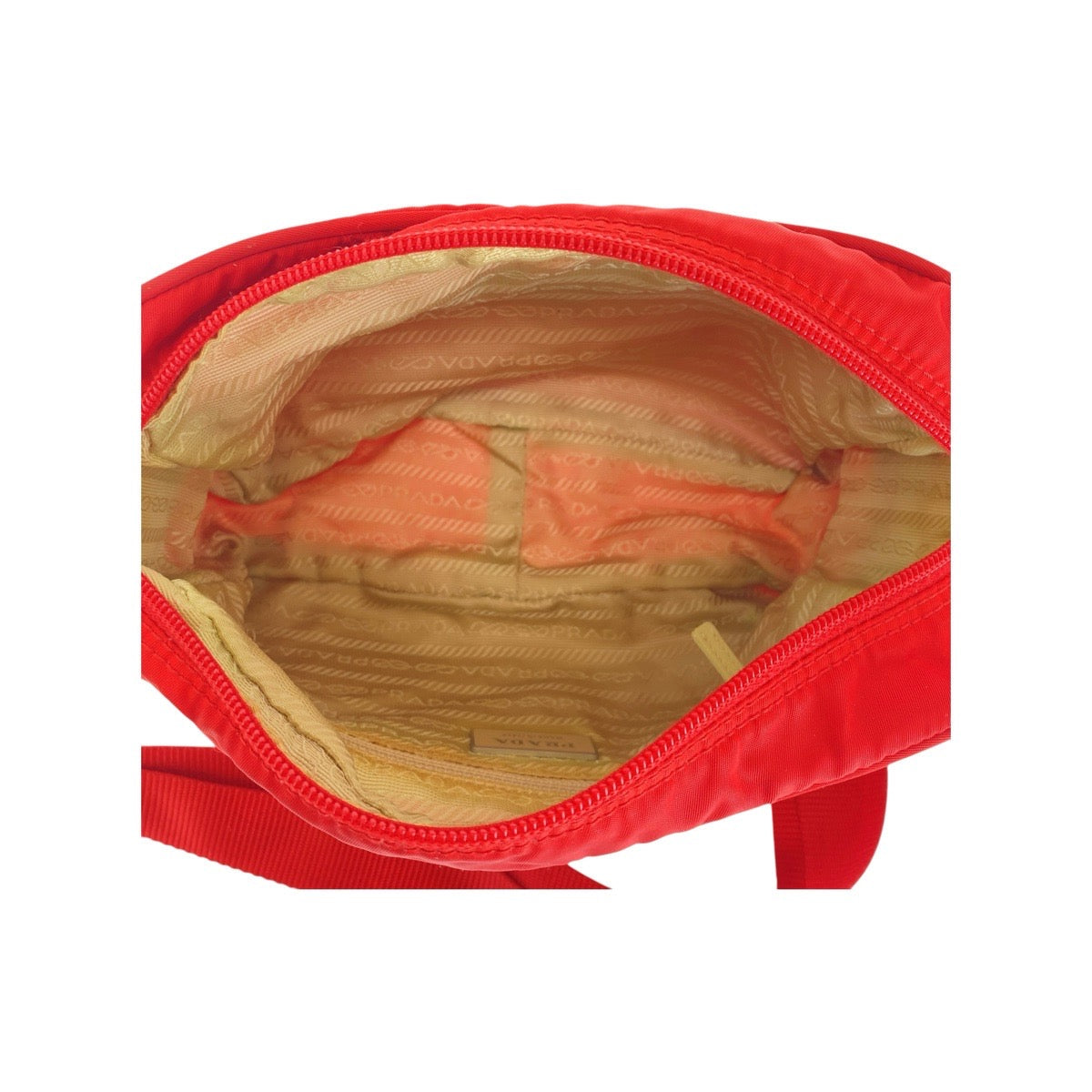 PRADA Shoulder Bag Nylon, Leather Red Shoulder Bag pochette Test Triangle With logo Women Used Authentic