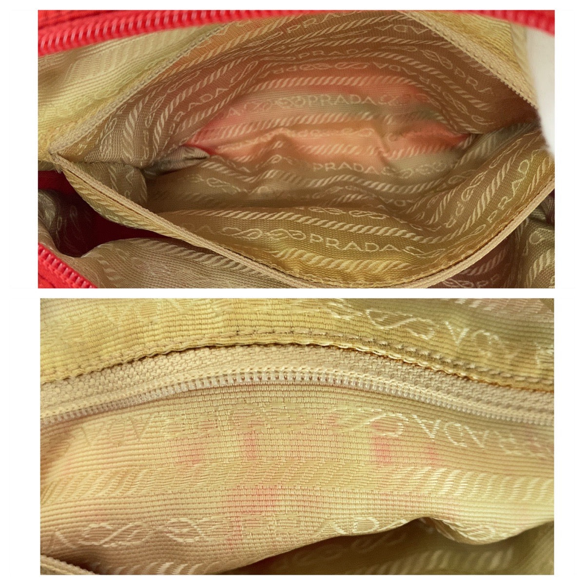 PRADA Shoulder Bag Nylon, Leather Red Shoulder Bag pochette Test Triangle With logo Women Used Authentic