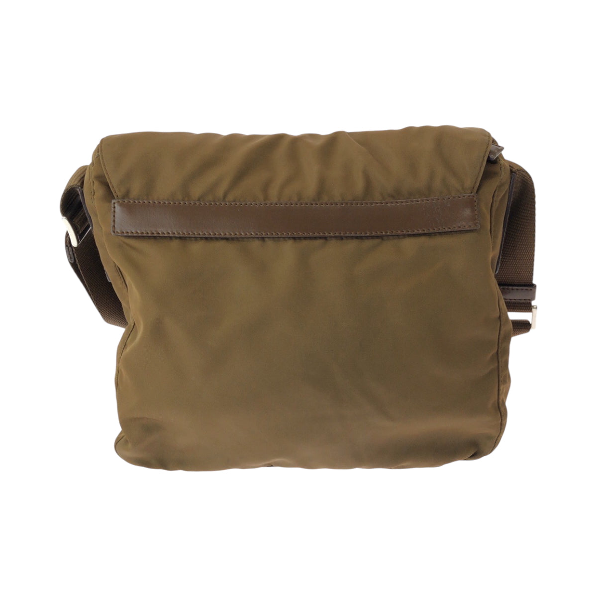 PRADA Shoulder Bag 1BD994 Nylon Camel Brown SilverMetal Shoulder Bag pochette Test Triangle With logo mens Used Authentic