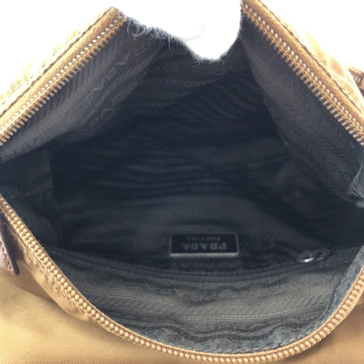 PRADA Shoulder Bag 1BD994 Nylon Camel Brown SilverMetal Shoulder Bag pochette Test Triangle With logo mens Used Authentic