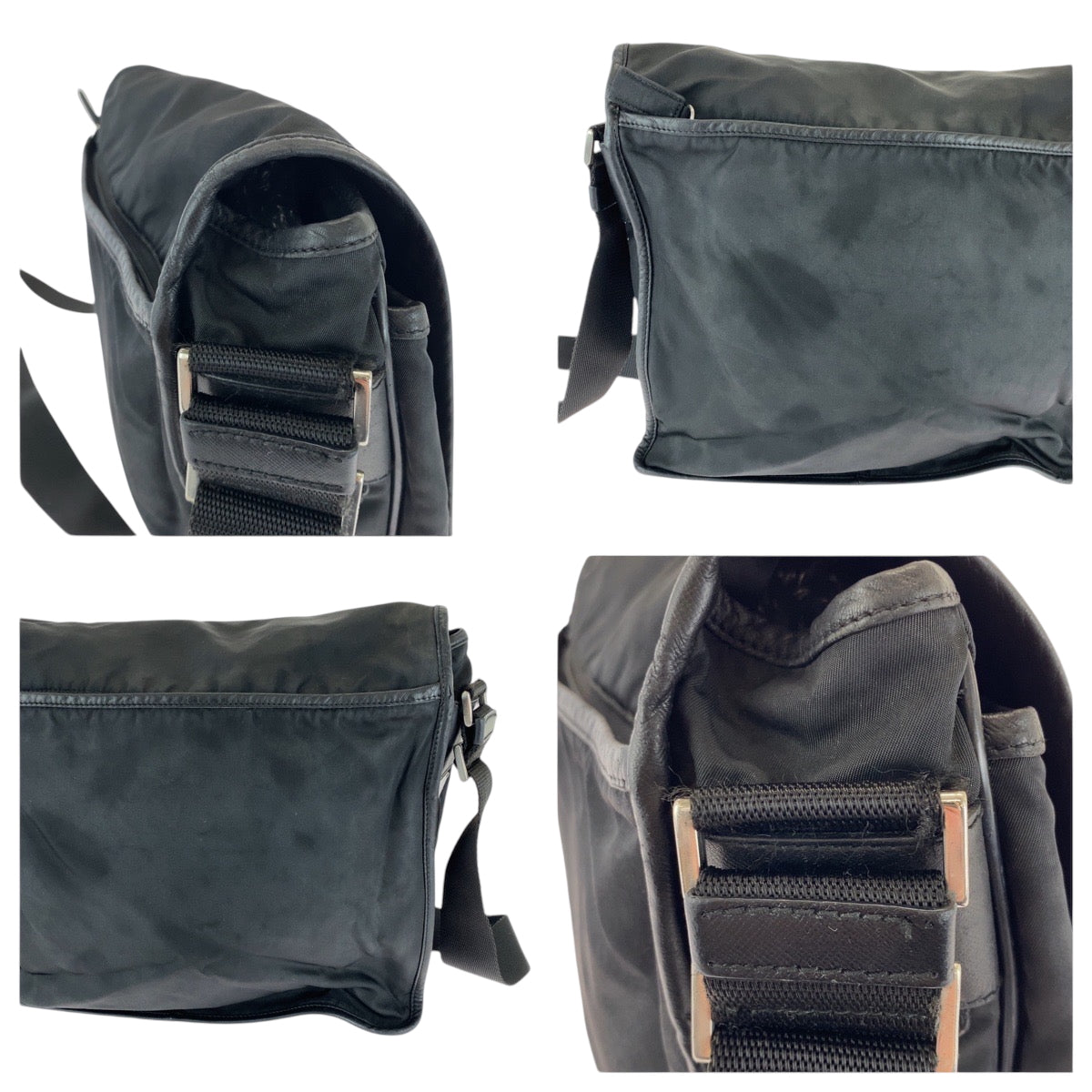 PRADA Shoulder Bag V166 Nylon Black SilverMetal Shoulder Bag Messenger bag Test Triangle With logo Women(Unisex) Used Authentic