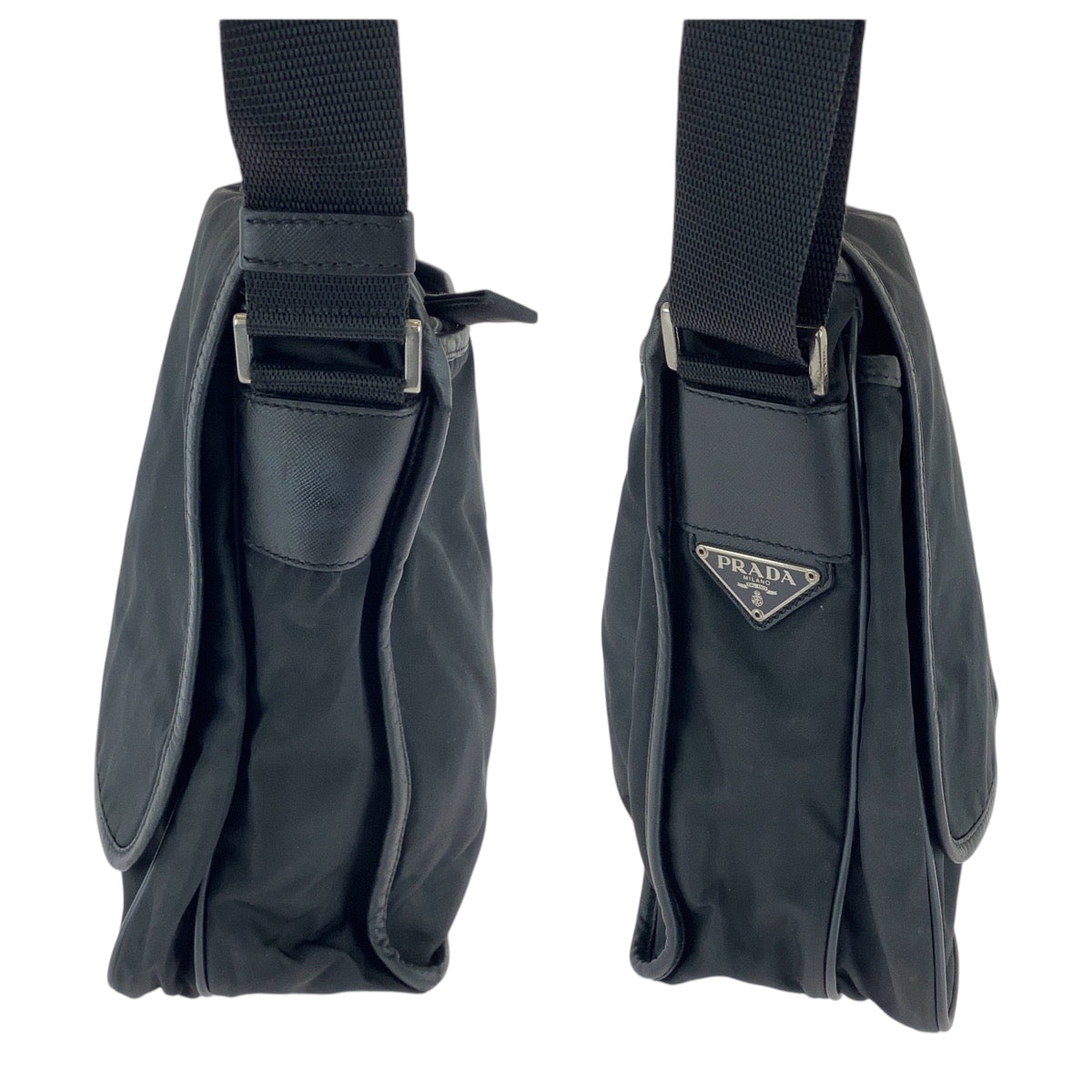 PRADA Shoulder Bag V166 Nylon Black SilverMetal Shoulder Bag Messenger bag Test Triangle With logo Women(Unisex) Used Authentic