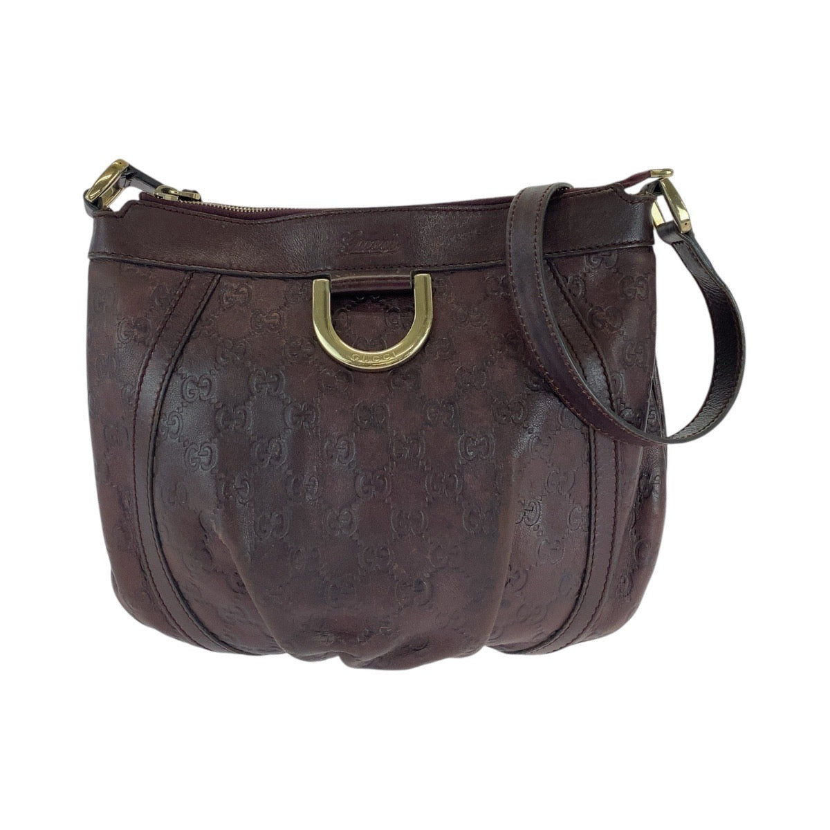 GUCCI Shoulder Bag 203257 leather Brown Shoulder Bag pochette Abby Guccissima Women Used Authentic