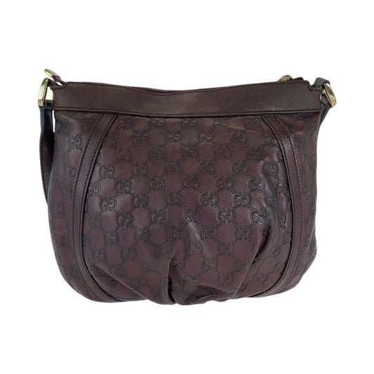 GUCCI Shoulder Bag 203257 leather Brown Shoulder Bag pochette Abby Guccissima Women Used Authentic