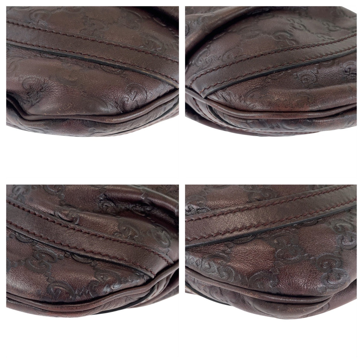 GUCCI Shoulder Bag 203257 leather Brown Shoulder Bag pochette Abby Guccissima Women Used Authentic