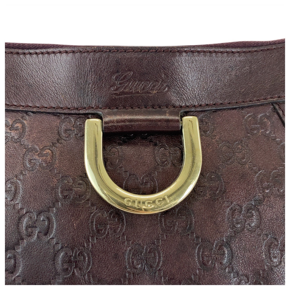 GUCCI Shoulder Bag 203257 leather Brown Shoulder Bag pochette Abby Guccissima Women Used Authentic