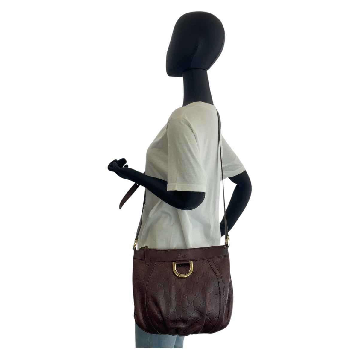 GUCCI Shoulder Bag 203257 leather Brown Shoulder Bag pochette Abby Guccissima Women Used Authentic