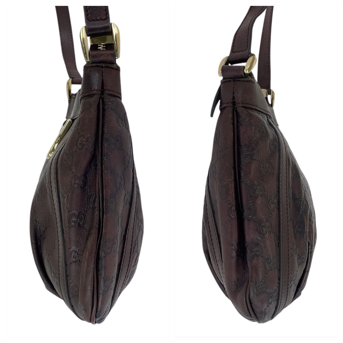 GUCCI Shoulder Bag 203257 leather Brown Shoulder Bag pochette Abby Guccissima Women Used Authentic
