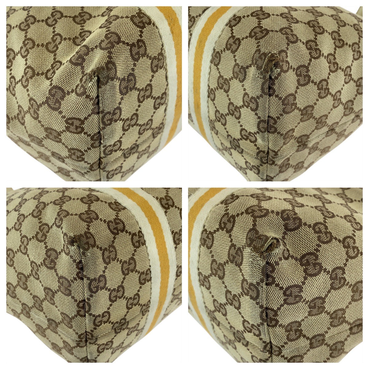 GUCCI Tote Bag 139260 GG canvas, leather beige Tote Bag Shoulder Bag Sherry line Women Used Authentic