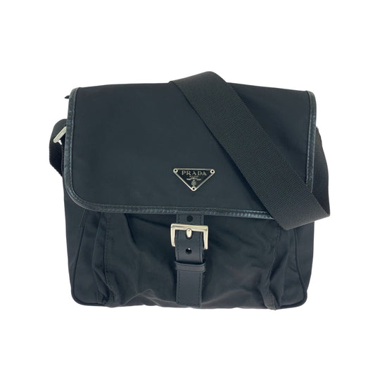 PRADA Shoulder Bag BT0173 Nylon black Shoulder Bag Messenger bag Test Triangle With logo Women Used Authentic