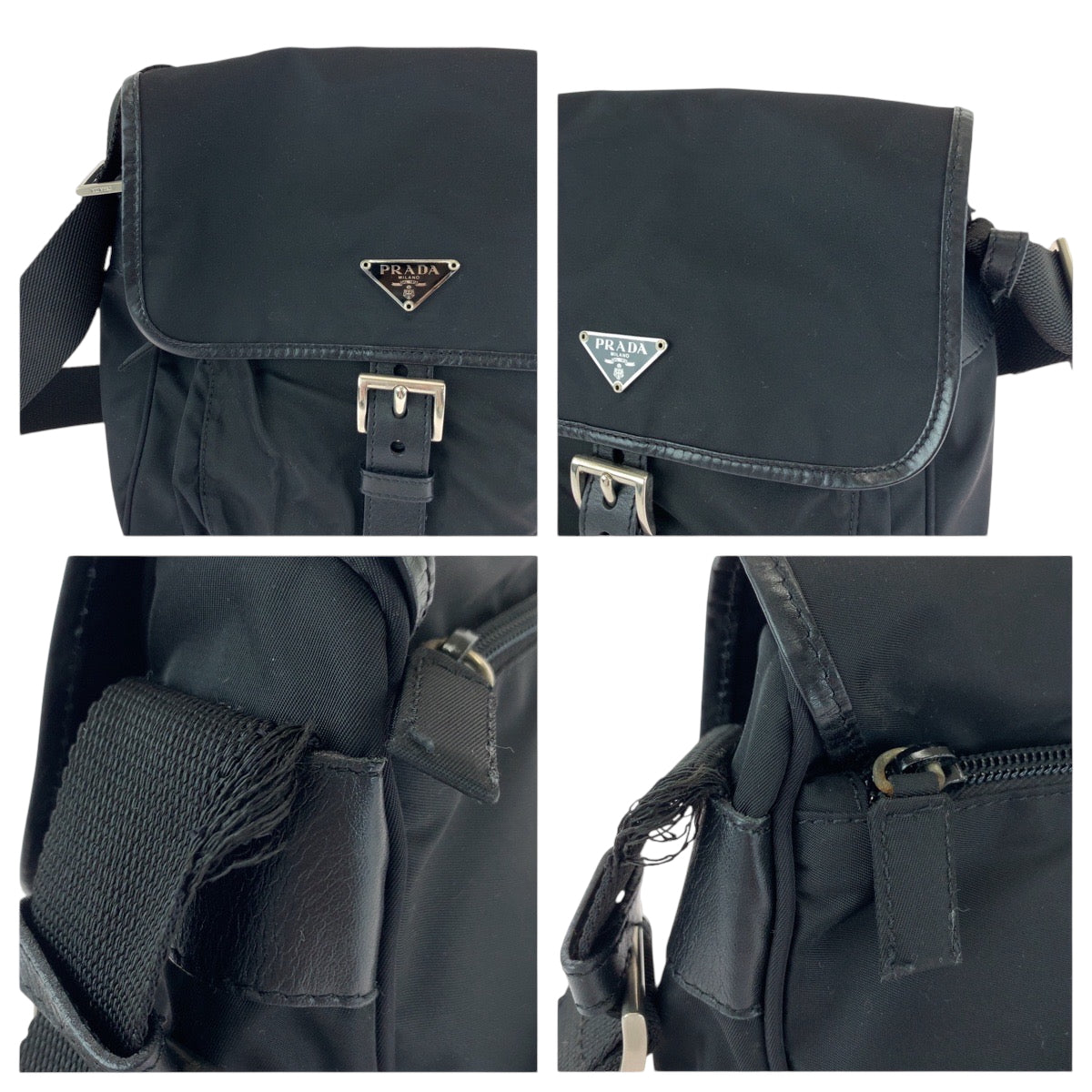 PRADA Shoulder Bag BT0173 Nylon black Shoulder Bag Messenger bag Test Triangle With logo Women Used Authentic