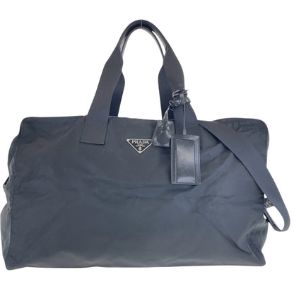 PRADA Boston Duffel bag Nylon Black SilverMetal Boston Duffel bag Shoulder Bag Unisex Test Triangle With logo Women Used Authentic