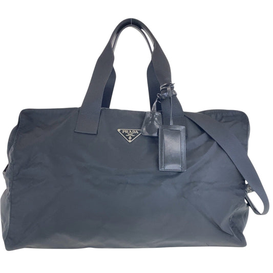 PRADA Boston Duffel bag Nylon Black SilverMetal Boston Duffel bag Shoulder Bag Unisex Test Triangle With logo Women Used Authentic